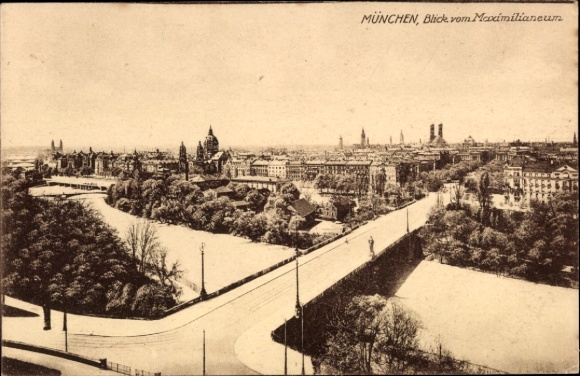 Ak München, Blick vom Maximilianeum, Stadtpanorama