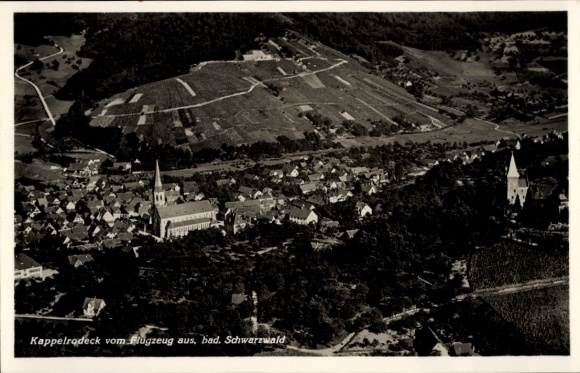 Postcard Kappelrodeck in the Black Forest, aerial photograph