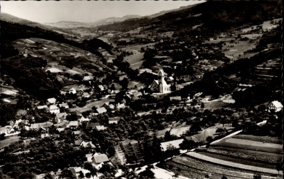 Postcard Neusatz Bühl in Baden, aerial photograph, Gasthaus zur Linde