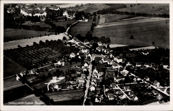Postcard Stefansfeld Salem in the Bodenseekreis Baden, aerial photograph