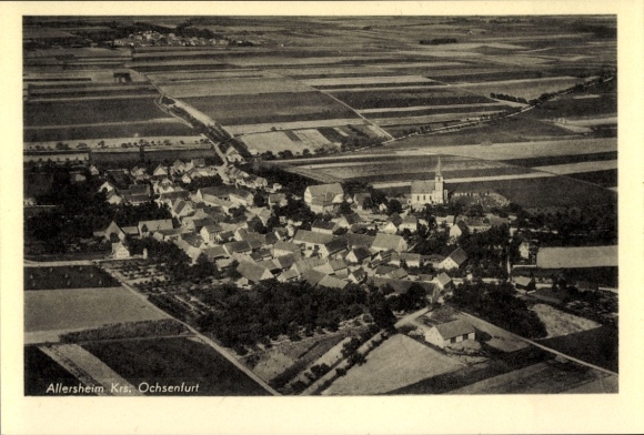 Ak Allersheim Giebelstadt in Unterfranken, Fliegeraufnahme