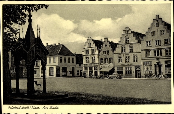 Ak Friedrichstadt an der Eider, Am Markt, Giebelhäuser