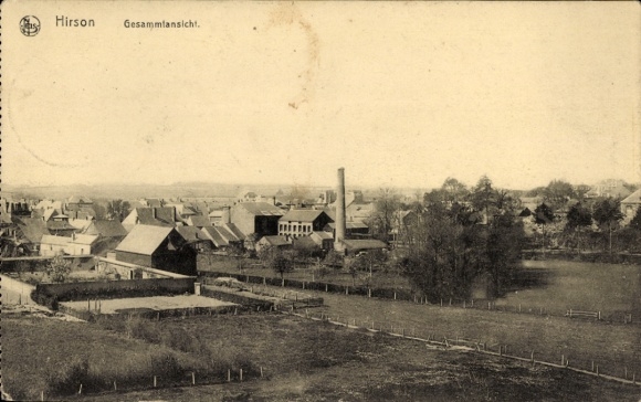 Postcard Hirson Aisne, overall view, rural surroundings,