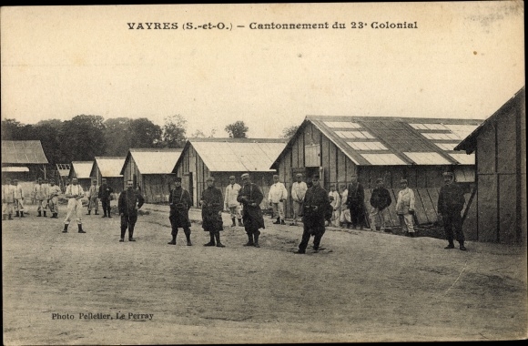 Postcard Vayres Essonne, Cantonment of the 23rd Colonial
