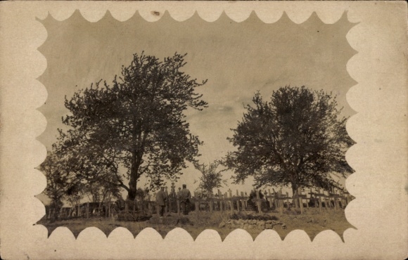 Passepartout Photo Postcard unknown soldiers' graves under trees
