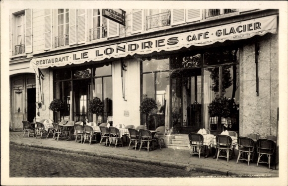 Postcard Versailles Yvelines, Restaurant Le Londres, Café Glacier, Outdoor Tables, Versailles
