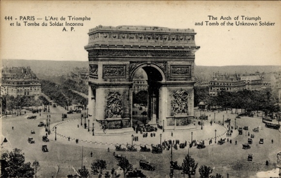 Ansichtkaart Parijs VIII, Triomfboog, Arc de Triomphe, Graf van de Onbekende Soldaat