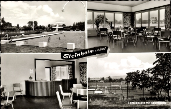 Ak Steinheim in Westfalen, Steinheim Westf, Tennisplatz mit Sportplatz