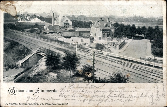 PC Sömmerda in Thuringia, view of the town, railroad tracks