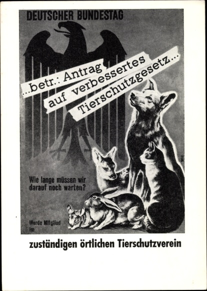 Postcard German Bundestag, application for improved animal protection law