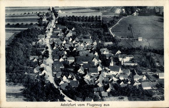 Postcard Adolzfurt Bretzfeld in Württemberg, aerial view of houses, agricultural area