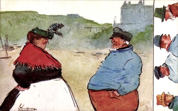 Artist Postcard Thackeray, Lance, Fat Fisherman Couple