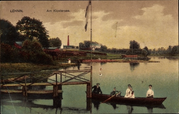 Postcard Kloster Lehnin in der Mark, Klostersee, boat dock, boat trip