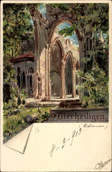 Litho Allerheiligen Oppenau im Ortenaukreis, Klosterruine