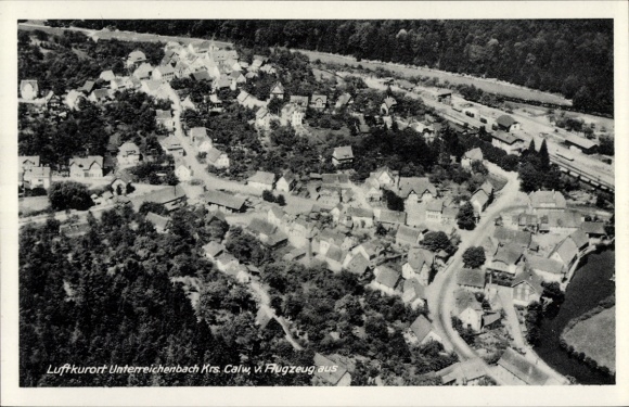 Postcard Unterreichenbach in the Black Forest, aerial photograph, Gasthaus zum Löwen, guesthouse