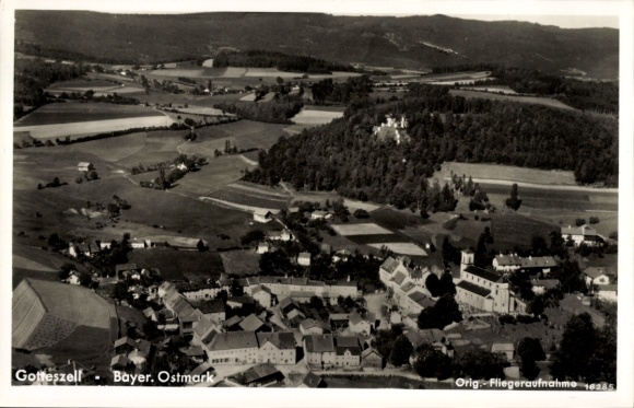 Postcard Gotteszell in Lower Bavaria, aerial photograph