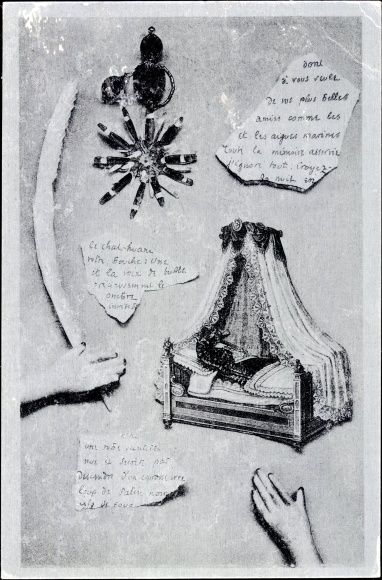 Künstler Ak Georges Hugnet, Au pied de la Lettre, Word for Word, La Carte Surrealiste, Surrealismus