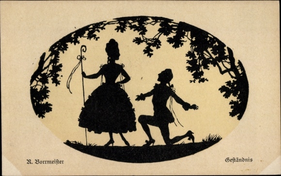 Paper cut artist Postcard Borrmeister, R., confession, lovers