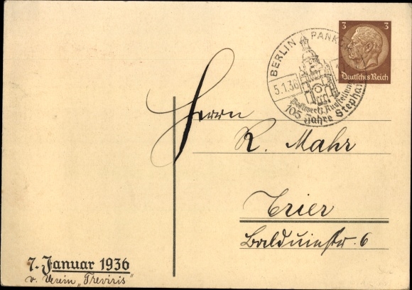 Stamps Postcard 1. Day of the stamp, founding day of the Reich Association of Philatelists