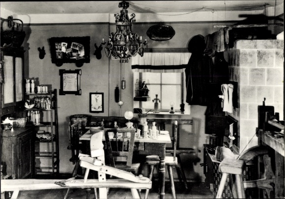 Postcard Seiffen in the Ore Mountains, a toymaker&#39;s room