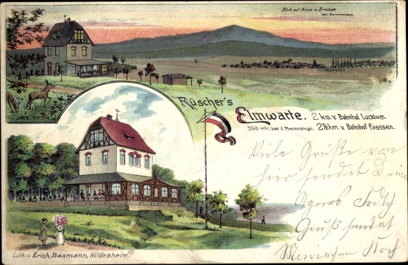Chromo-Litho Evessen am Elm, Gasthaus Elmwarte