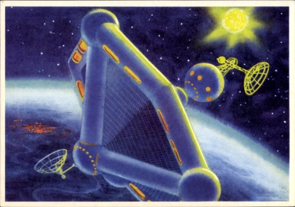 Artist Postcard Sokolov, A., Soviet Space Flight, Sputnik in Orbit