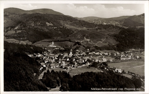 Postcard Schönau im Schwarzwald, aerial photograph