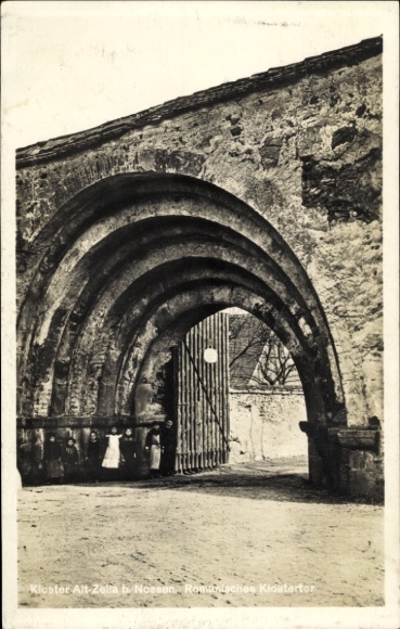 Postcard Alt Zella Nossen in Saxony, Alt-Zella Monastery, romantic monastery gate, architecture, black