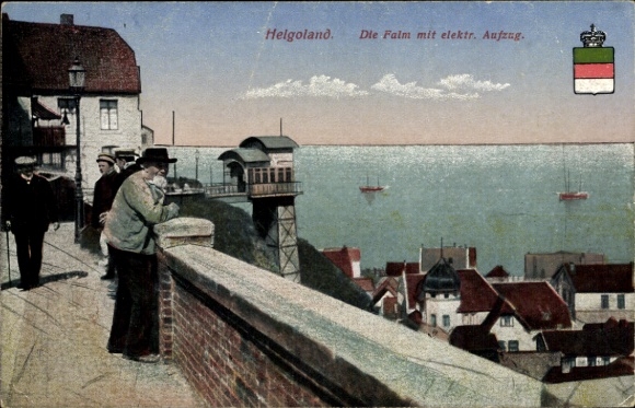 Ak Nordseeinsel Helgoland, Falm mit elektrischem Aufzug