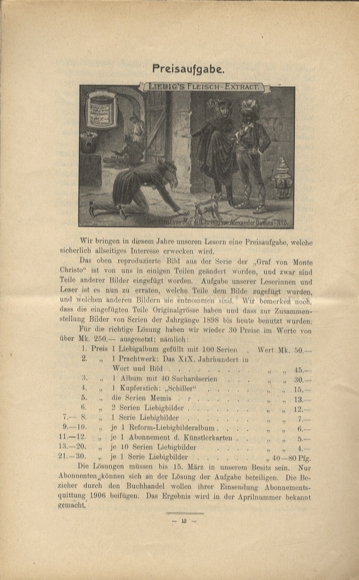 Liebig pictures newspaper advertising Dreser issue 1, volume 11, 1906