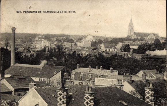 Ak Rambouillet Yvelines, Panorama von  Dorf, Kirche, industrielle Umgebung