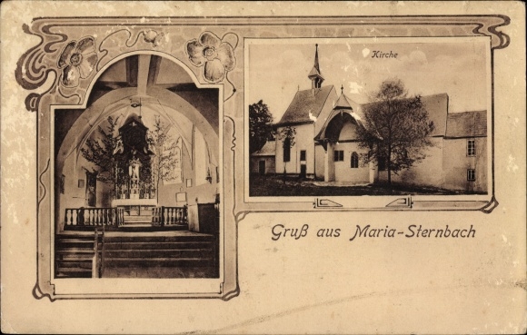 Art Nouveau PC Sternbach Niddatal in Hesse, pilgrimage church Maria Sternbach, interior view