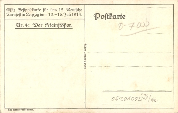 PC Leipzig, 12th German Gymnastics Festival, 12-16 July 1913, illustration of a stone thrower