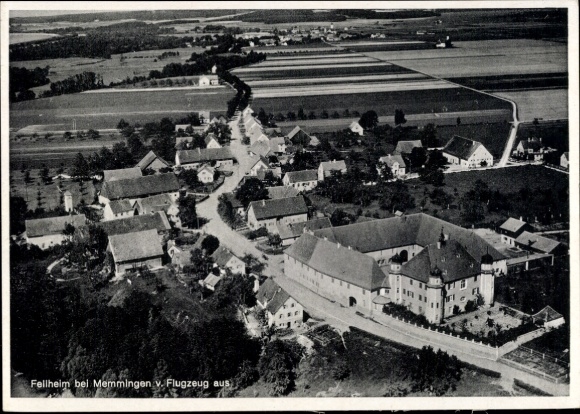 Postcard Fellheim in Unterallgäu, aerial photograph