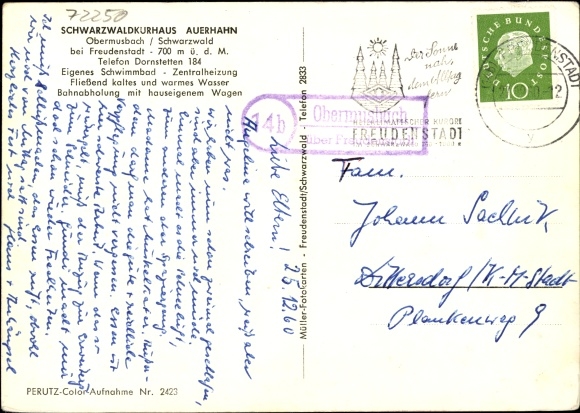 KP Obermusbach Freudenstadt w północnym Schwarzwaldzie, Schwarzwald Kurhaus Auerhahn