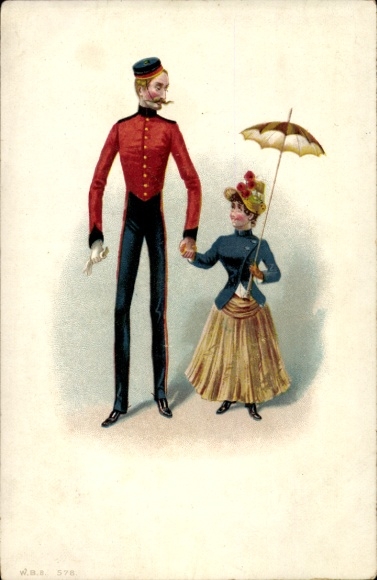 Postcard Hotelboy, woman with parasol