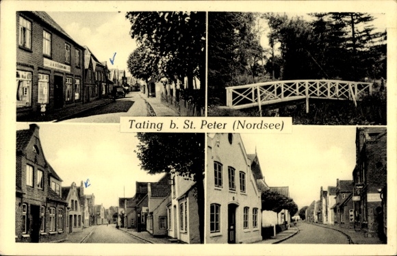 Ak Tating in Noord-Friesland, straat, winkel, brug