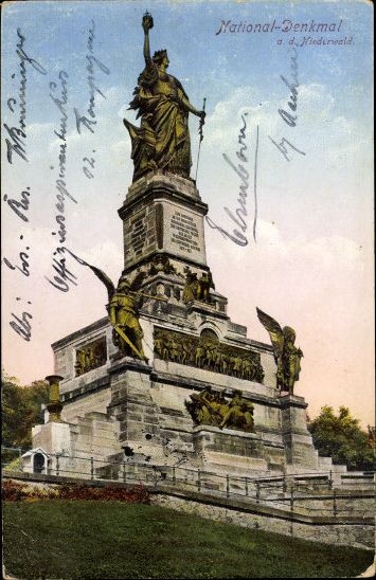 10 alte Ak Niederwalddenkmal am Rhein, verschiedene Ansichten, teilweise gemalt