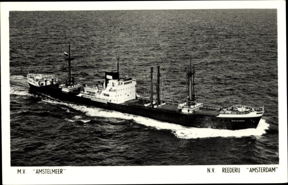 Postcard cargo ship MV Amstelmeer, NV shipping company Amsterdam
