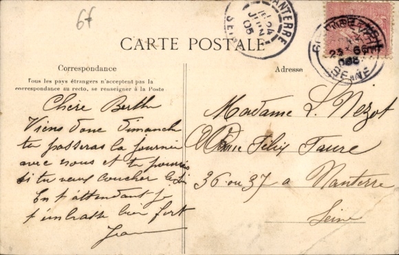 Letters Postcard Courbevoie Hauts de Seine, Église, Monument, Parc