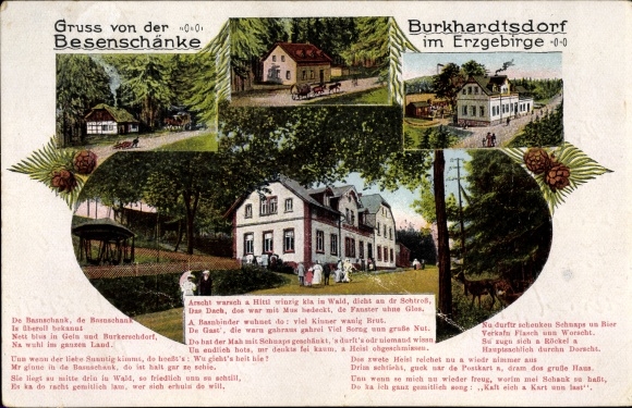 Postcard Burkhardtsdorf Sachsen, Restaurant Besenschänke, exterior view