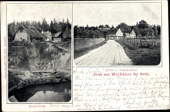 Postcard Waldhaus Herrmannsgrün Mohlsdorf in Thuringia, hotel, lime hut
