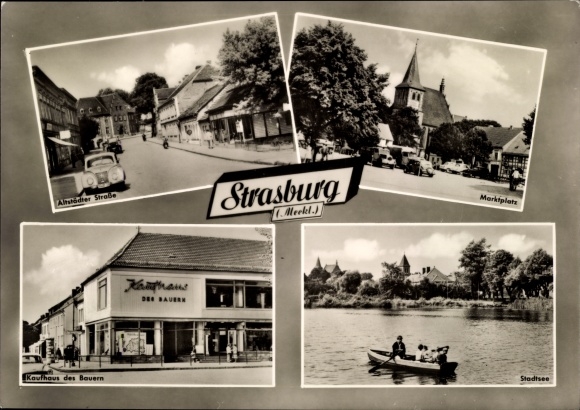 PC Strasburg in the Uckermark, market square, city lake, farmer&#39;s department store, Altstädter Straße