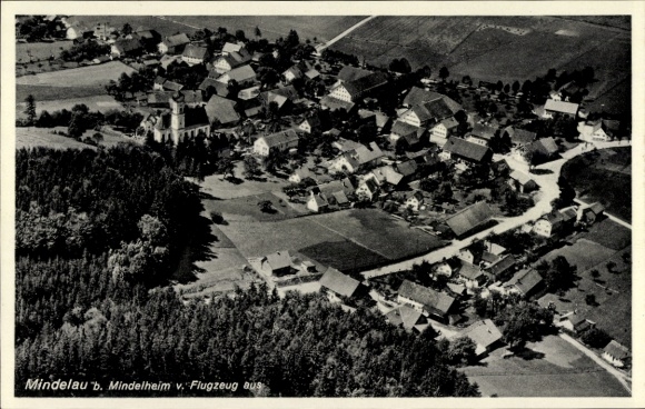 Postcard Mindelau Mindelheim in Unterallgäu, aerial photograph