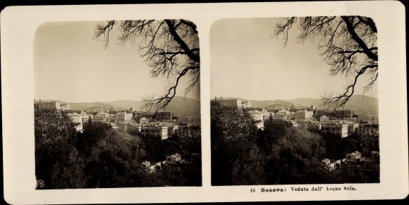 Stereofoto Genua Genua Ligurië, gedeeltelijk zicht