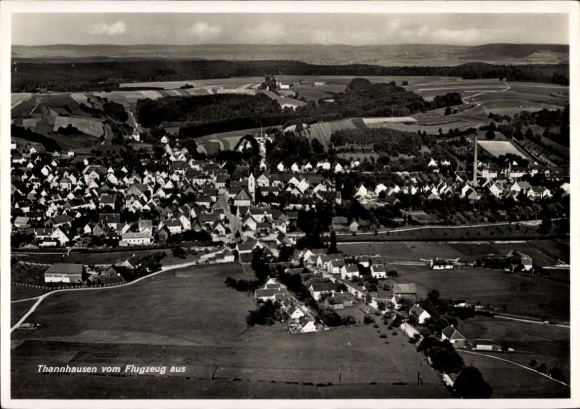 Postcard Thannhausen in Swabia, aerial photograph