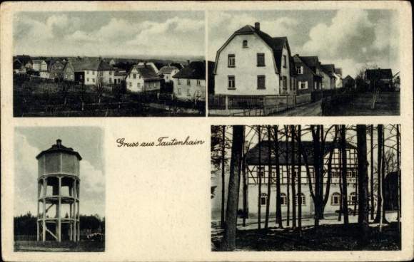 Ak Tautenhain Thüringen, Teilansichten, Wohnsiedlung, Wasserturm, Gasthof