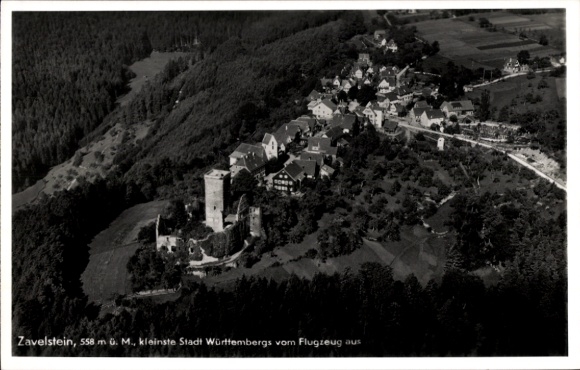 Postcard Bad Teinach Zavelstein in the Black Forest, aerial photograph with ruins of Zavelstein