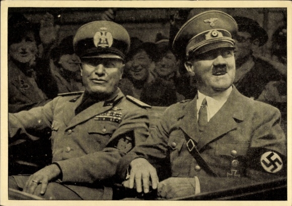 Postcard Führer and Reich Chancellor Adolf Hitler, Benito Mussolini, State Meeting, Men of the Time 126