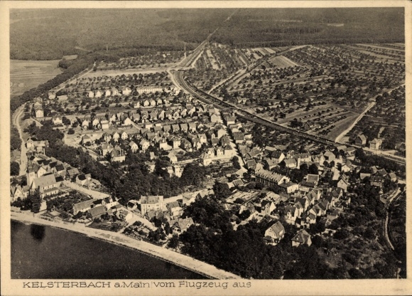 Postcard Kelsterbach am Main, aerial photograph